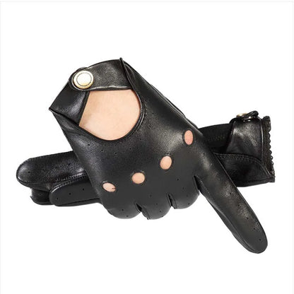 Stylish men Genuine Black Leather Thin Gloves Female Full Finger Pure Driving