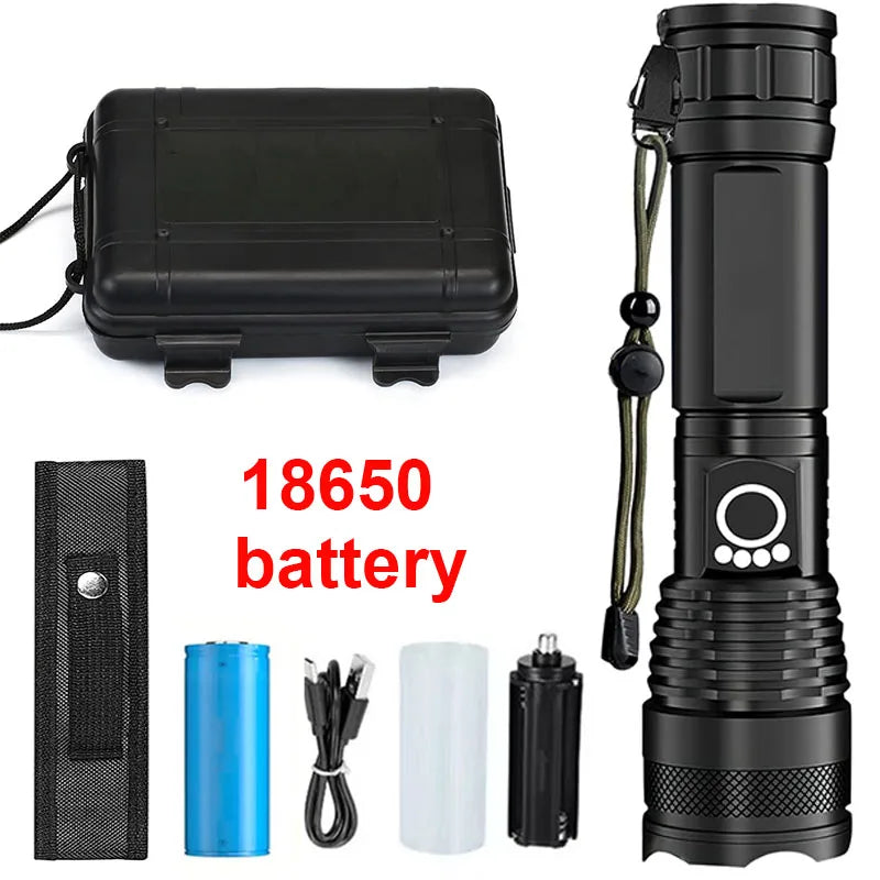 High Power Rechargeable LED Tactical Flashlight Aluminum Alloy Zoom Torch