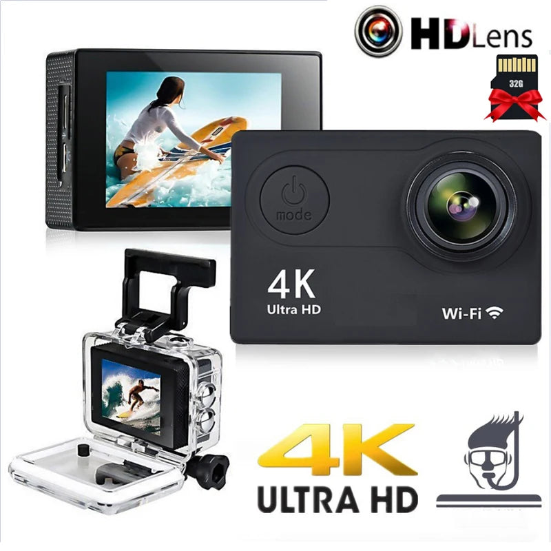 4K WiFi Action Camera with 2 Inch Display and 30M Waterproof Housing