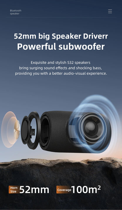 ZEALOT-S32 Portable Wireless Speaker Subwoofer Stereo Waterproof Powerful Column Outdoor Speakers Boom Box TF Card & AUX Audio