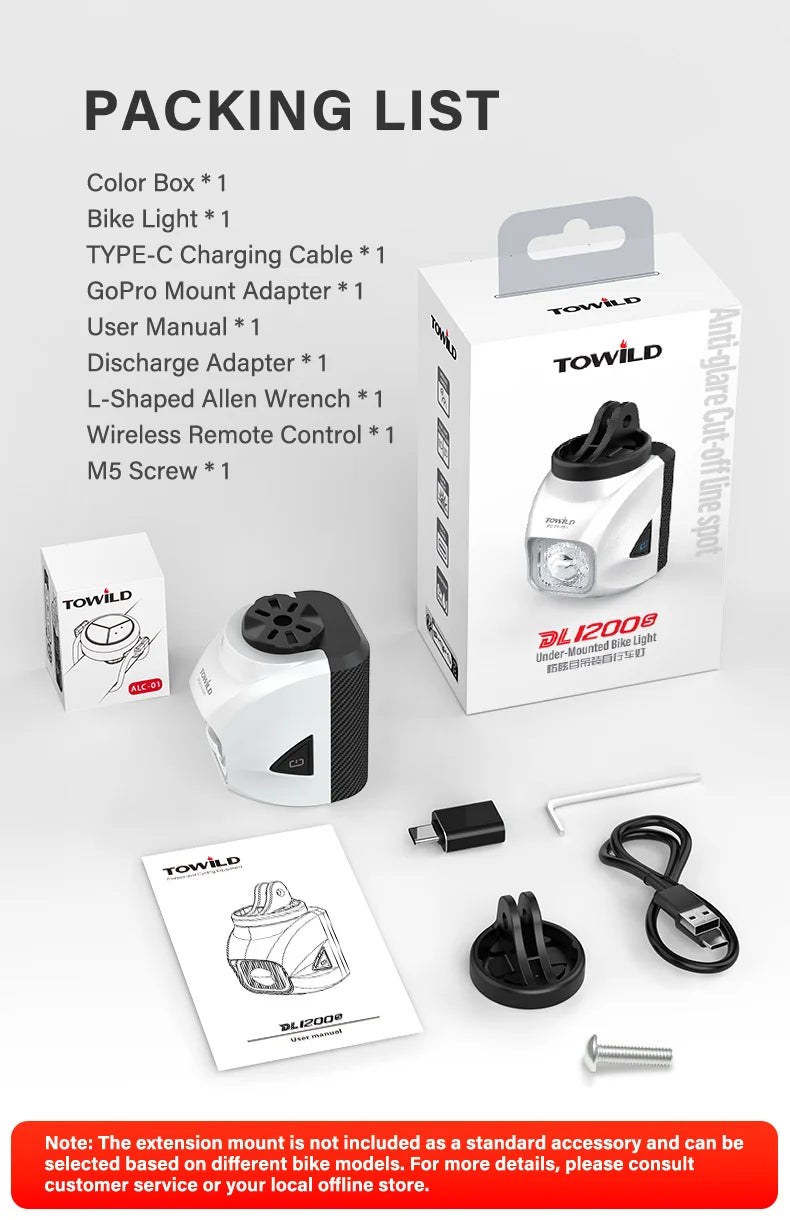 DL1200S Bicycle Light With Anti-Glare Cut-Off Line Beam 1500LM Rechargeable Led Bike Front Lights Mtb Cycling Headlights