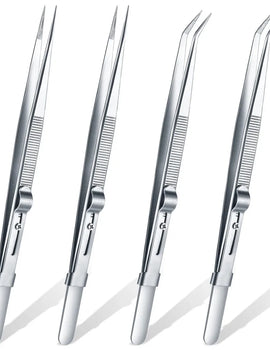 16CM Professional High Precision Stainless Steel Jewelry Tweezers Sandblasting DIY Diamond Gem Jewelry Jeweler's Slotted Buckle