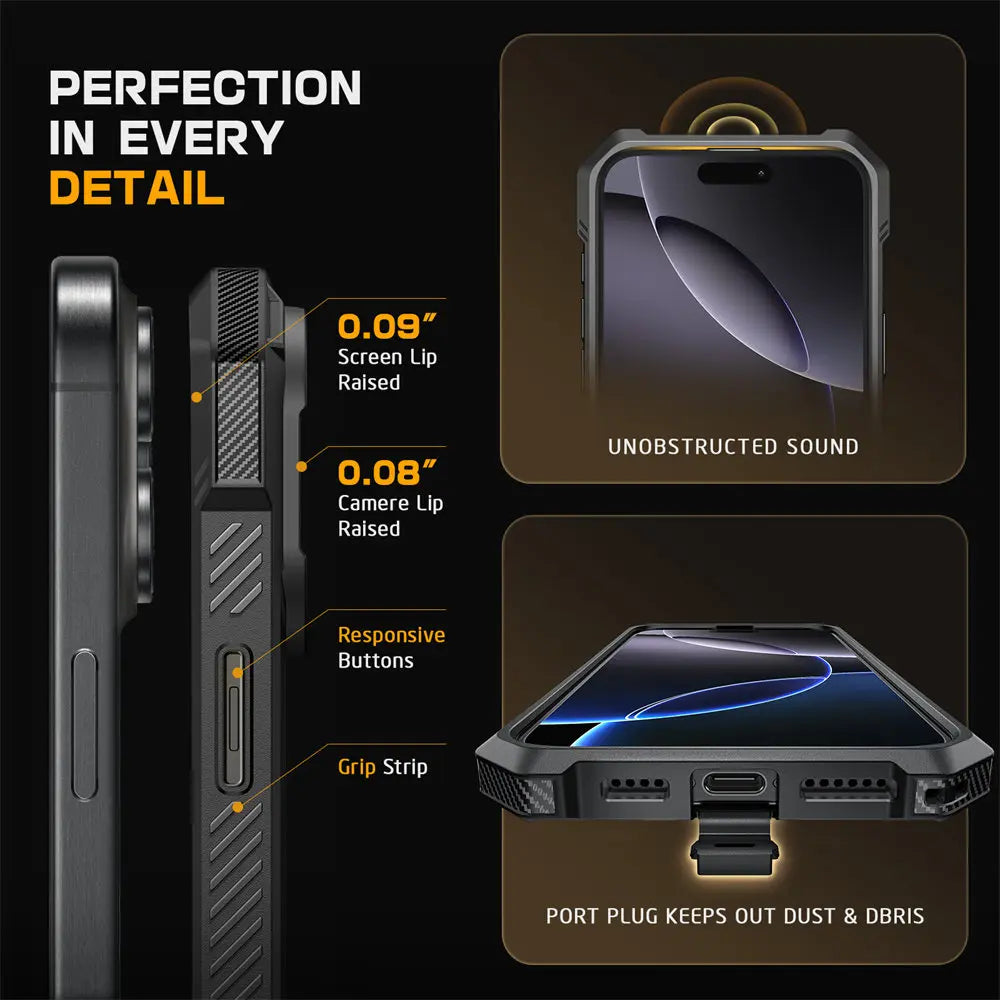 For iPhone 16 Pro Max Case with Camera Control Capture Button UB Grip Heavy Duty Rugged  Phone Case with Stand