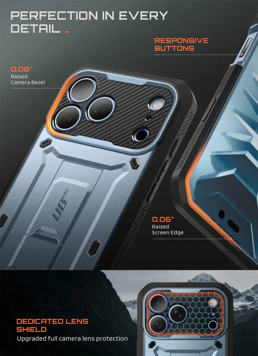 Full Body Rugged Phone Case with Built In Screen Protector and Belt Clip Holster for iPhone 17 Pro Max and iPhone 18 Pro Max