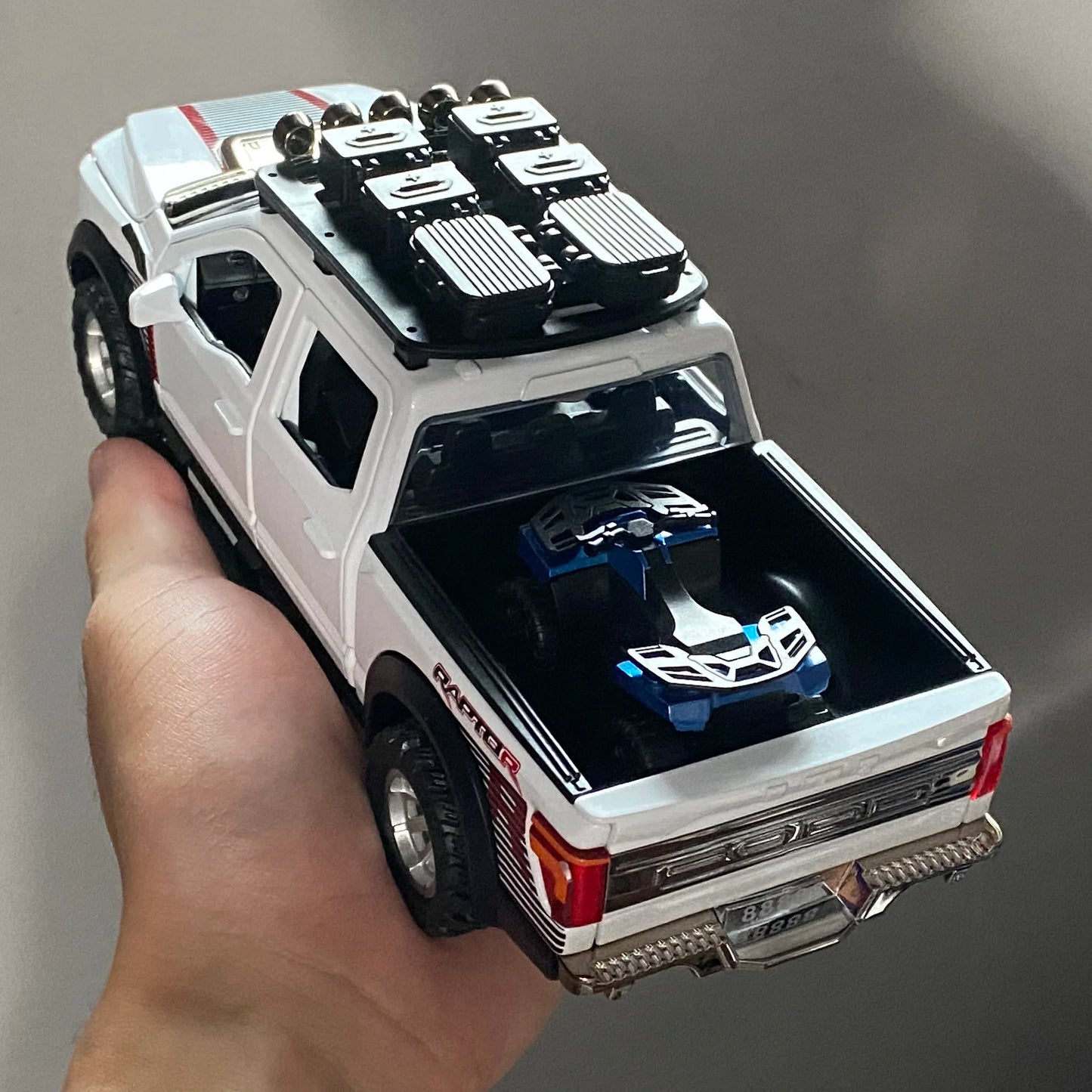 1:24 F150 Off Road Pickup Truck Alloy Diecast Metal Model Sound & Light Pull Back Toy Trendy Display Birthday Present For Friend