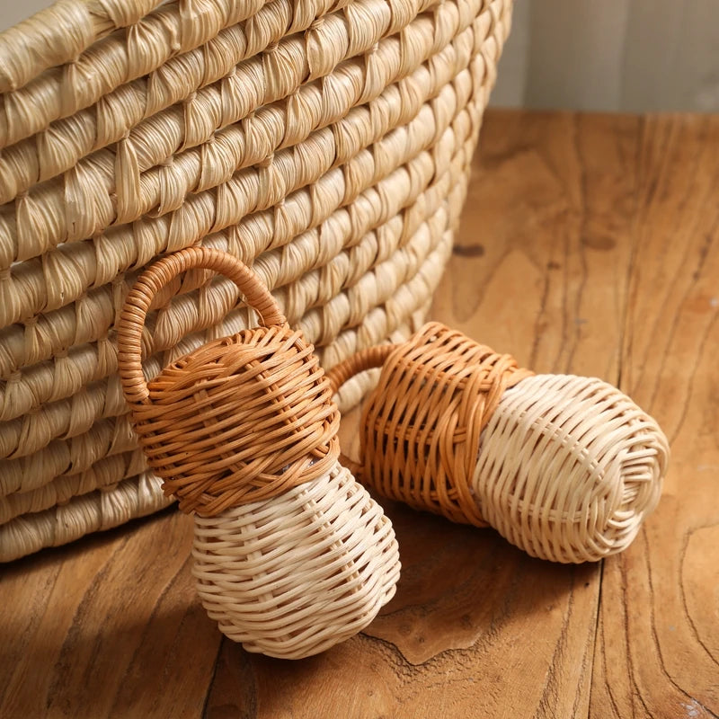 Baby Toys  Rattan Pine Bell  Wooden Rattan Toys  Wooden Baby Rattle  Rattan Toy  Bell rattle Toy Baby pro  Baby Comfort Products