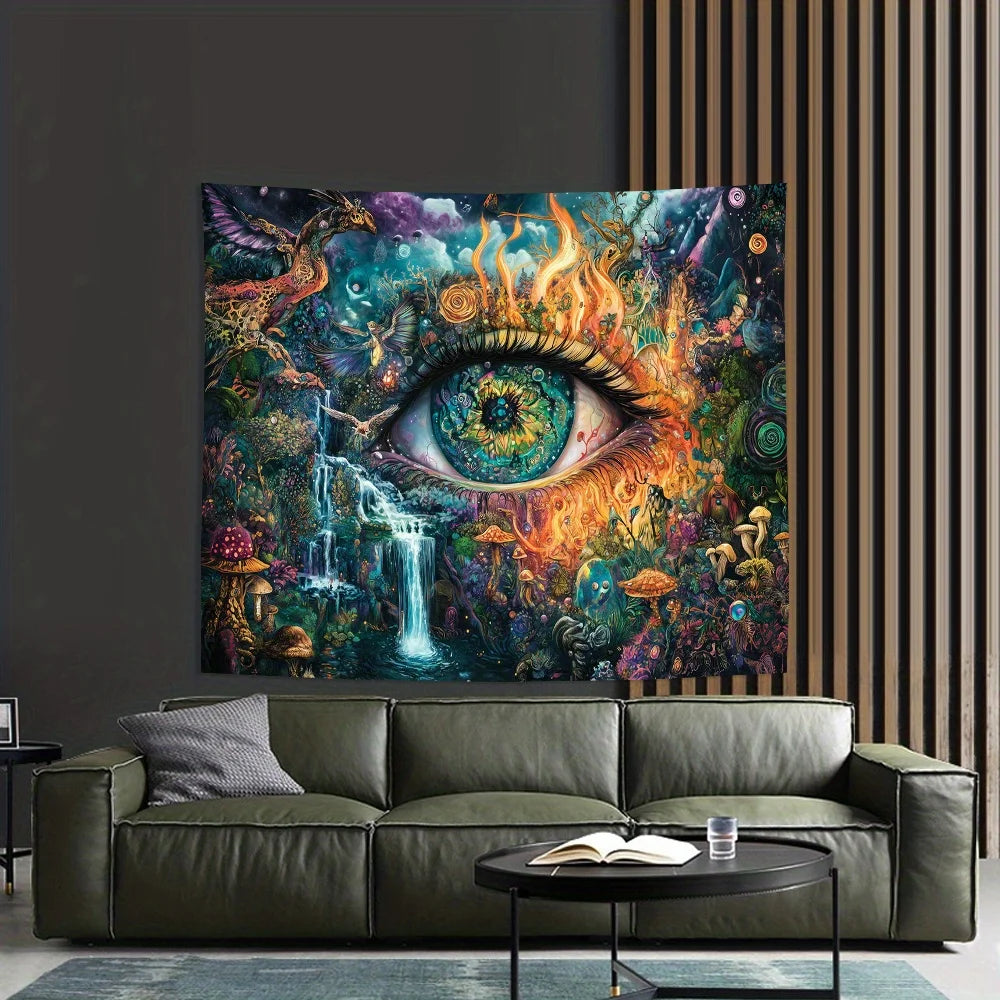 Fantasy Forest Magic Tapestry Mysterious All-Seeing Eye  Room Theme Playroom Decor