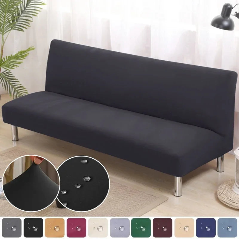 Armless Sofa Covers Elastic Solid Color Sofa Bed Cover Folding Seat Slipcover Dust-proof Stretch Couch Protector for Living Room