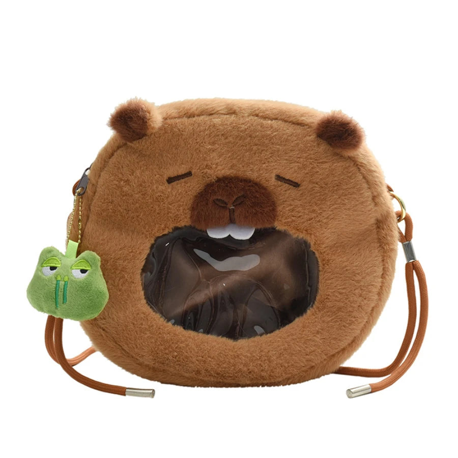 Kawaii Capybara Plush Backpack Soft Shoulder Bag