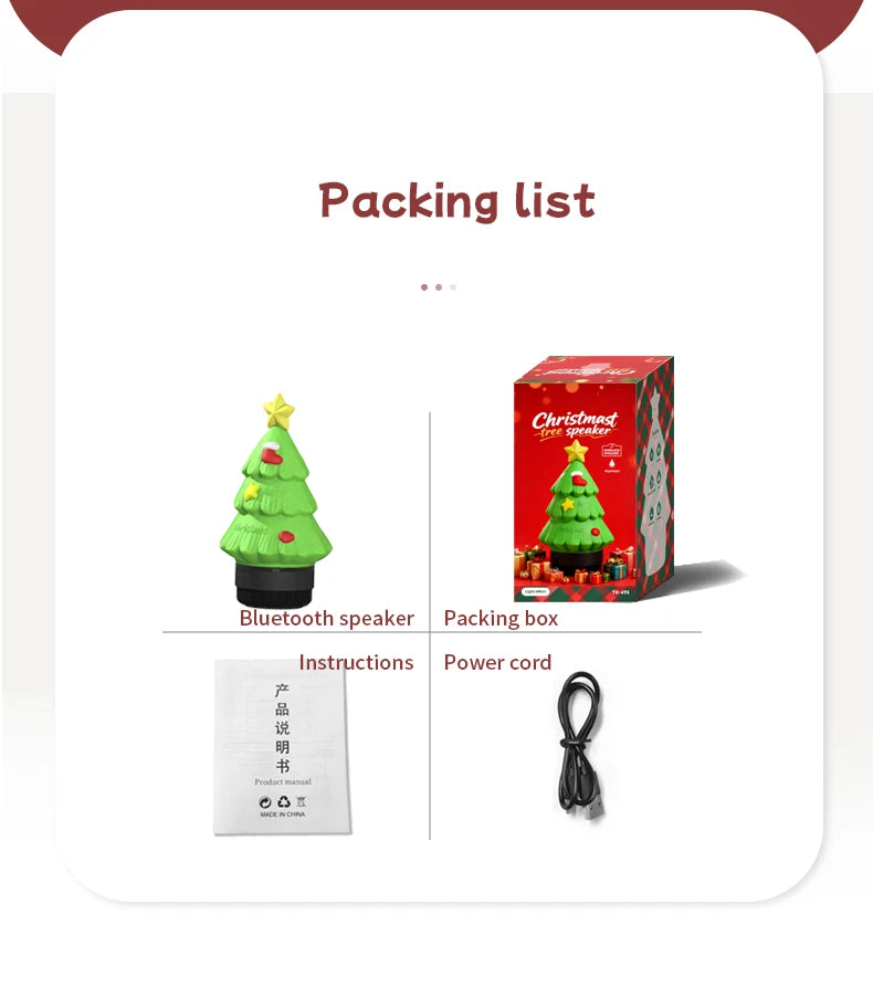 Christmas Eve Light Mini High Fidelity Bluetooth 5.3 Speaker TWS Connection Stereo Rechargeable LED Desk Lamp Christmas Gift