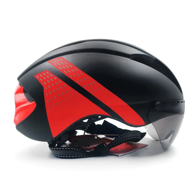 Aero Time Trial Cycling Helmet With Magnetic Lens