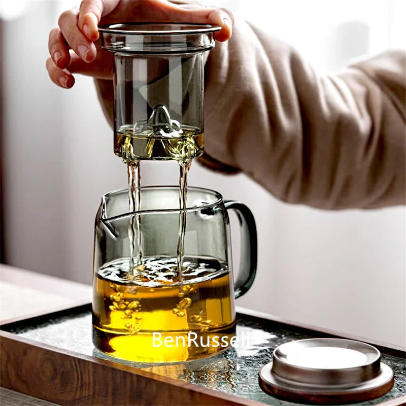 450ml High Borosilicate Glass Teapot With Mountain Wiew Filter Tea Water Separation Brewing Tea Pot Kungfu Tea Maker Teaware