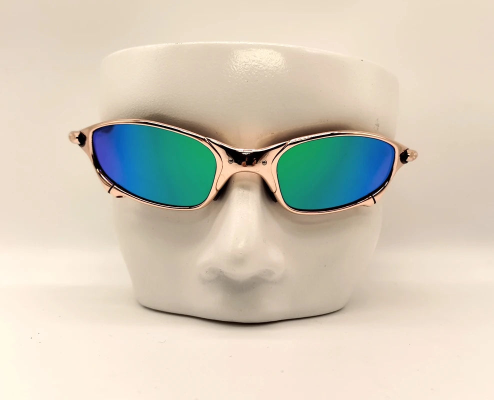 Polarized UV400 Cycling Sunglasses – Gold Metal Frame Fishing Riding Bicycle Eyewear