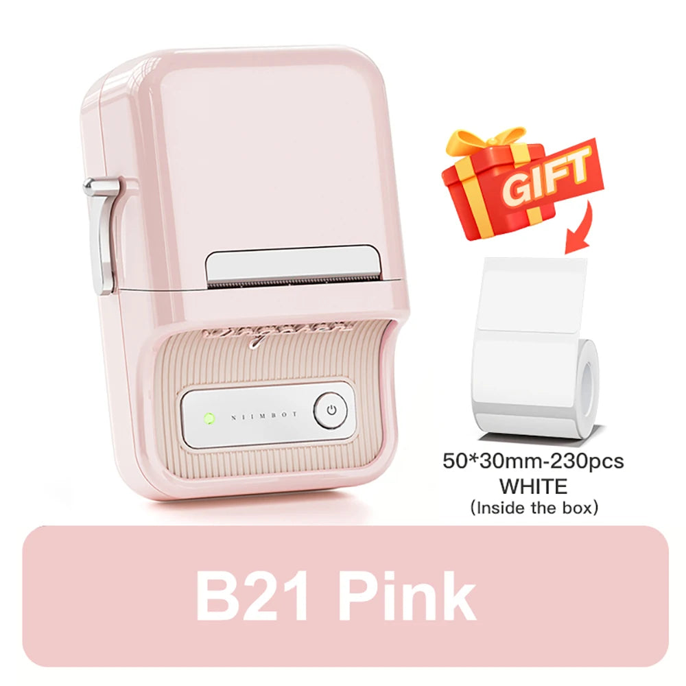 B21 Kitchen Label Printer, Bluetooth Wireless Thermal Label Maker 20–50mm, Inkless Freezer Sticker Printer for Home & Food Storage