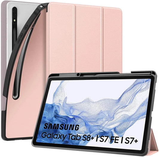 Case For Samsung Galaxy Tab S7 FE 12.4-Inch 2021/Galaxy Tab S8 Plus &Galaxy Tab S7 Plus,Shockproof Full Body Trifold Stand case