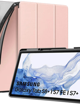 Case For Samsung Galaxy Tab S7 FE 12.4-Inch 2021/Galaxy Tab S8 Plus &Galaxy Tab S7 Plus,Shockproof Full Body Trifold Stand case