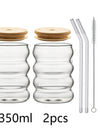 1/2pcs Beverage Glasses With Straws Glass Cups clear Ripple Drinking Glasses for Juice Beer Wine Champagne Cocktail 350/500ml