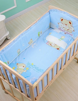 6-Pcs Soft  Crib Bedding Set – Standard Size Nursery Set for Boys & Girls (4 Bumpers, Mattress, Pillow)