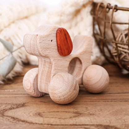 1PC Cute Baby Toys Beech Wooden Animals Dogs Car Cartoon Elephants Montessori Toys For Children Teething Nursing Baby Teethers