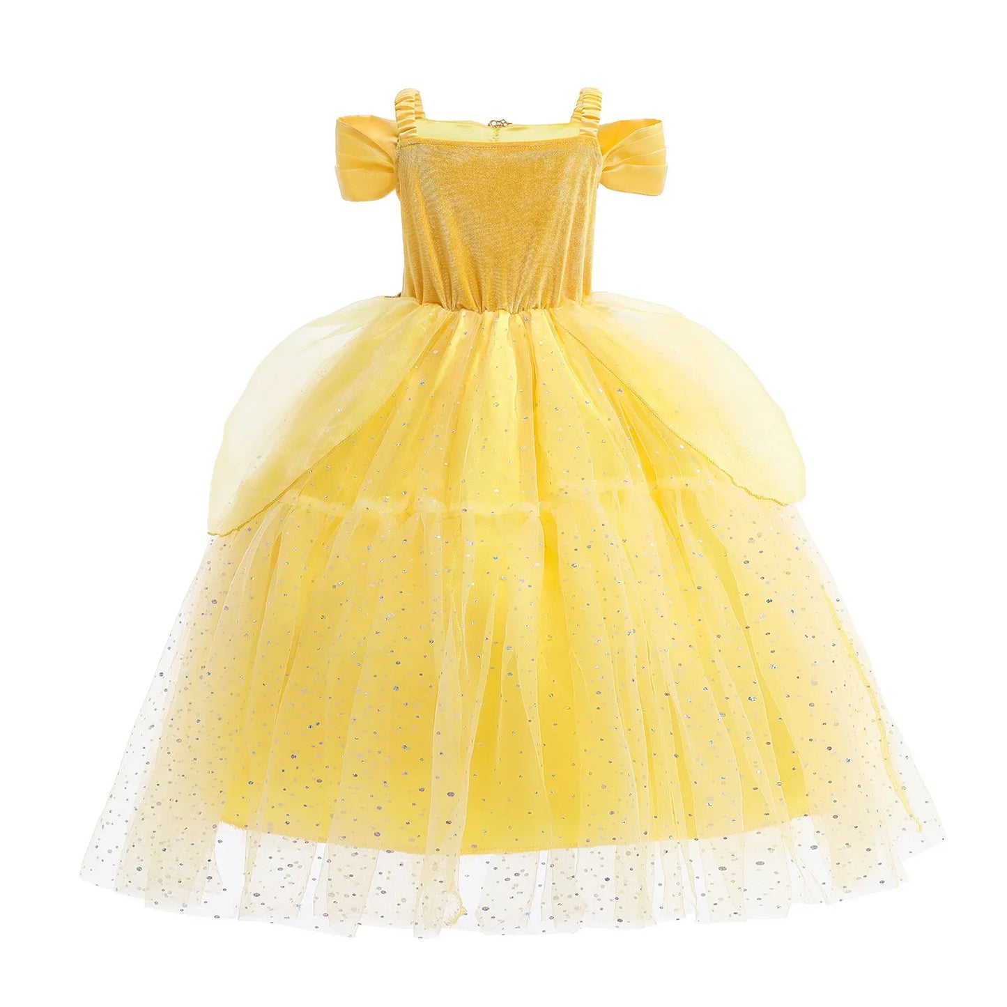 2025 Yellow Princess Dress For Girls Cosplay Carnival Costume Halloween Clothes Birthday Party Dresses Kids Birthday Clothing