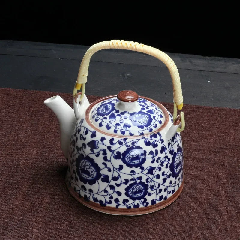 Porcelain Teapot with Strainer Net High Capacity 500 900ML Traditional Retro Ceramic Tea Set