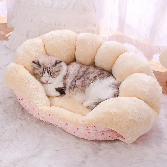 Cartoon Plush Winter Pet Bed for Cats and Small Dogs
