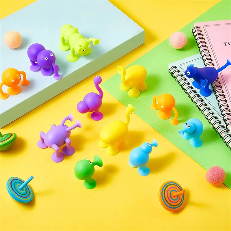 Soft Silicone Building Blocks Toy Animals Shape Suction Cup Bath Toys Parent- Interactive Games Stress Relief Toys