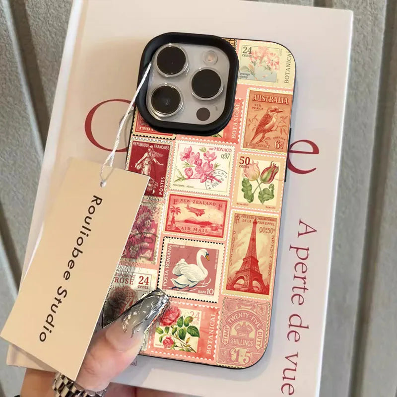 Vibrant Retro Stamp Lichee Design Phone Case For iPhone 17 16 15 14 Pro Max Plus Air 16 Plus 16E Shockproof Cover