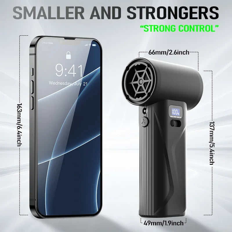 Portable Air Blower High Speed Brushless Turbo Jet Blower With Led Lighting For Keyboard Pc Car Interior Pet Hair Everyday Clean