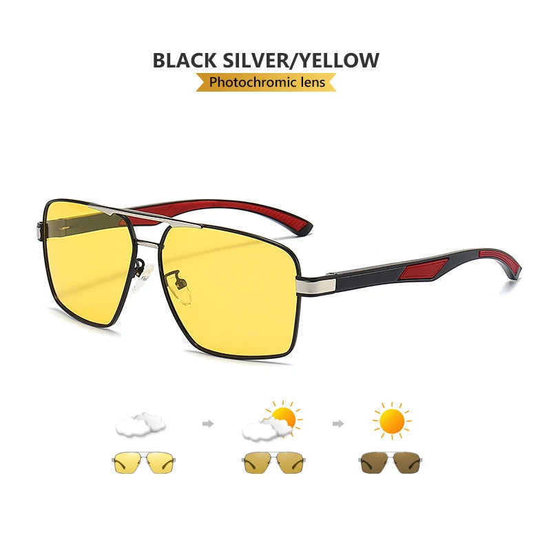 Photochromic Polarized Night Vision Driving Sunglasses UV400 Yellow Lens Goggles for Men Women