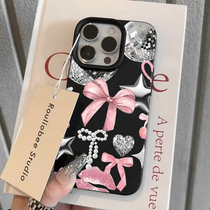 For iPhone 17 16 15 14 Case Vintage Lip Print Leopard Print Pool Cover For iPhone 17Air 16 15Plus