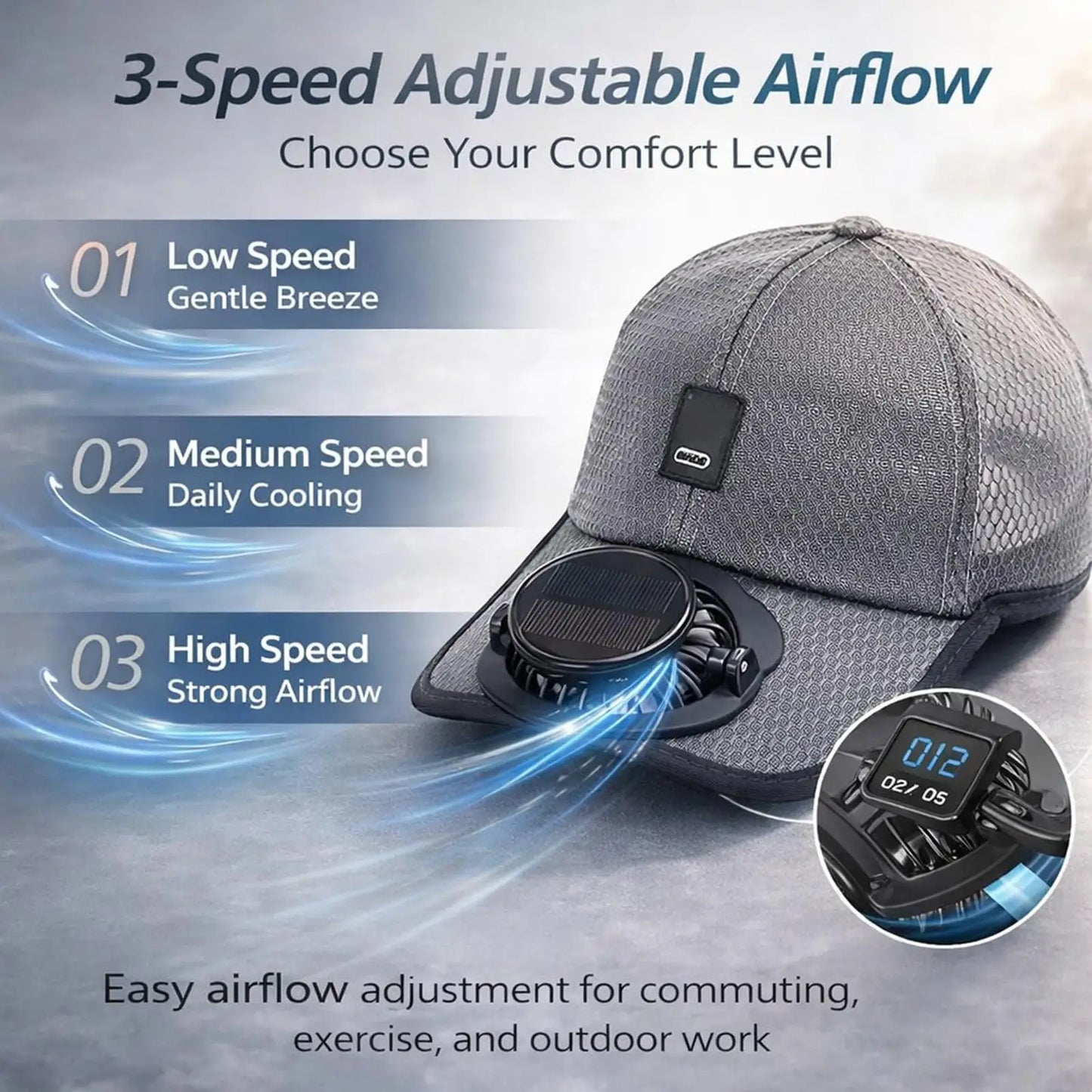 Wide Brim Solar Fan Hat With USB Charging
