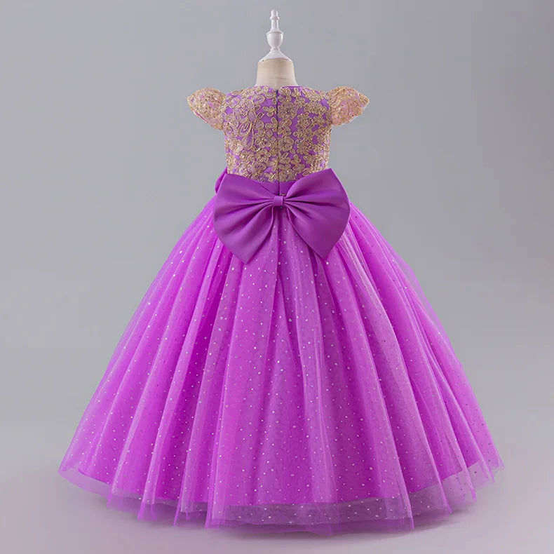 Girls Princess Dress - Fluffy Tulle Ball Gown with Bow Belt First Birthday Party Dress, Flower Girl Wedding Outfit