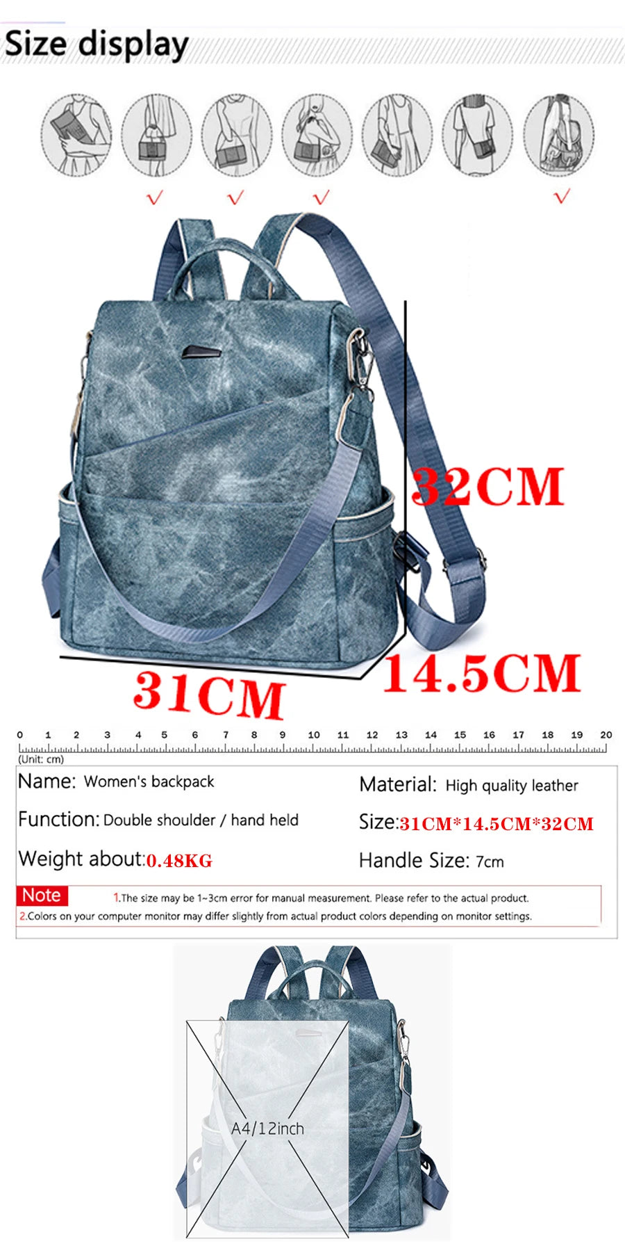 Leather Backpacks Casual Knapsack Large Capacity Packs School Backpack For College Students Travel Bags