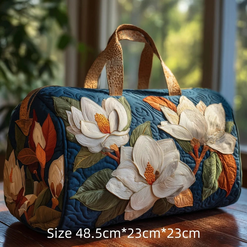 3D Printed Quilted Travel Duffle Bag Floral Pattern Tote Colorful Flowers Carry-On Lightweight Weekender Overnight Bag for Women
