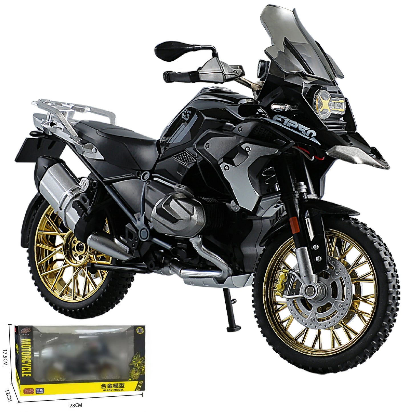 1:10 R1250GS Adventure Alloy Die Cast Motorcycle Model Vehicle Collection Sound and Light Off Road Autocycle Toys Car