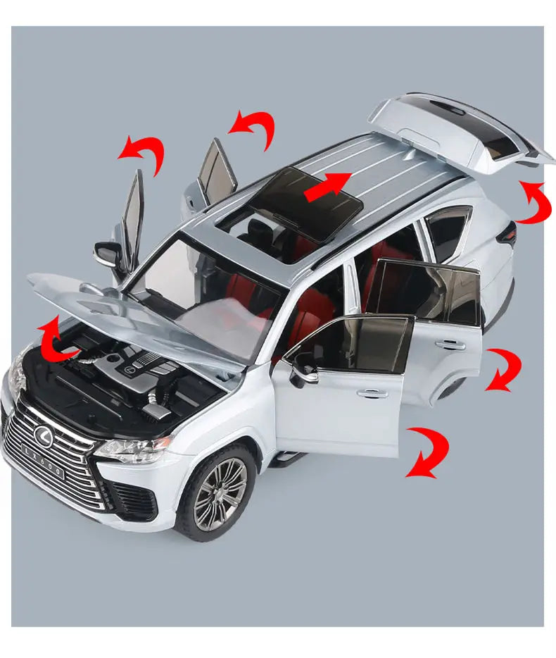 1:24 Lexus LX600 SUV Metal Model Car Toys Alloy Diecast Simulation Offroad Vehicles Sound And Light Cars