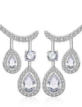 Cubic Zirconia Double Drop Dangle Earrings