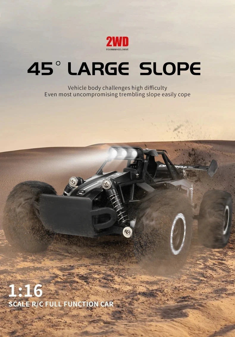 Remote Control Car RC Drift Racing 1:16 Vehicle Off Road Alloy 2.4G Radio High-Speed Trucks With LED Light Climbing Gift Toy