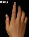 Simple Round Moissanite Beads Ring Women 925 Sterling Silver Diamond Cut Stackable Rings