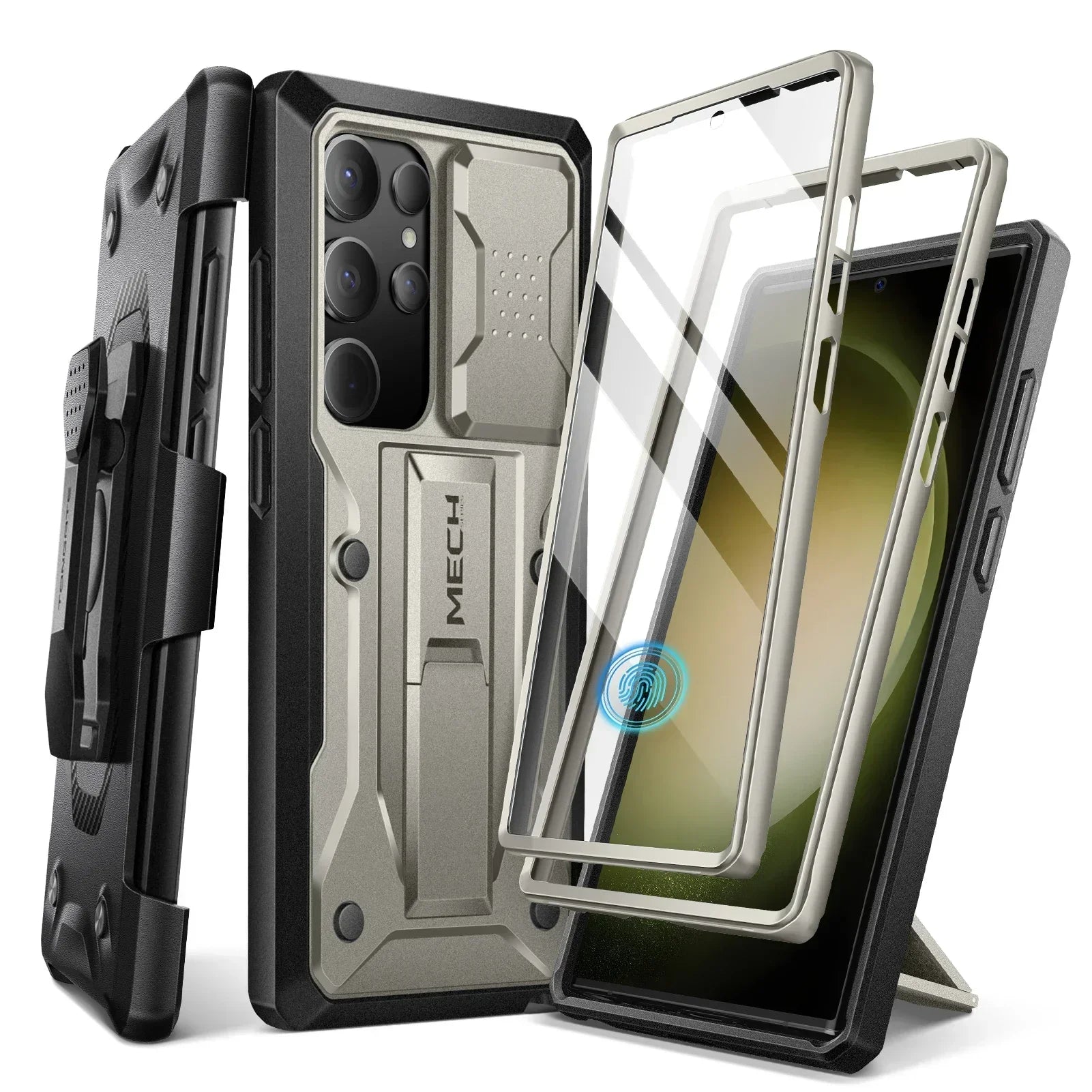 For Samsung Galaxy S24 Ultra Case Full-Body Shockproof Dual Layer Rugged Belt-Clip Case with Front Frame camera Screen Protector