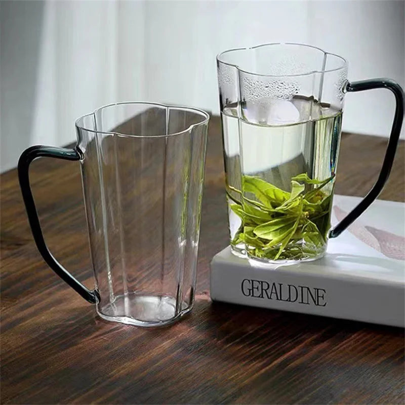 450ML High Borosilicate Glass Tea Cup Coffee Mugs with Handle Breakfast Milk Cup Glass Mugs Brewing Green Tea Tea Set Teaware