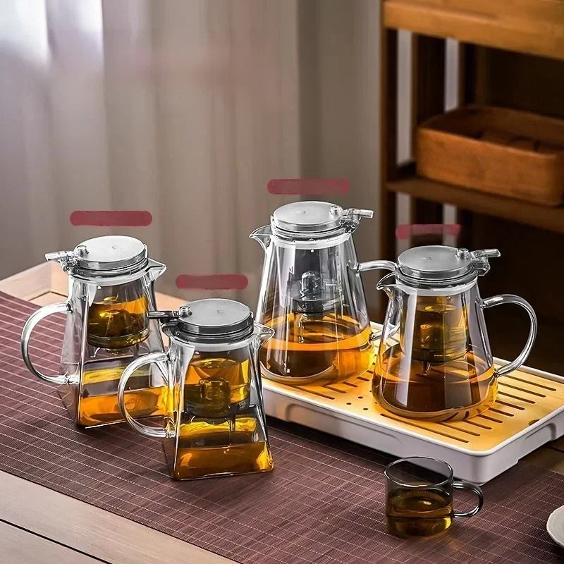 High Borosilicate Glass Tea Pot with One Touch Tea Separation Filter 1000ml