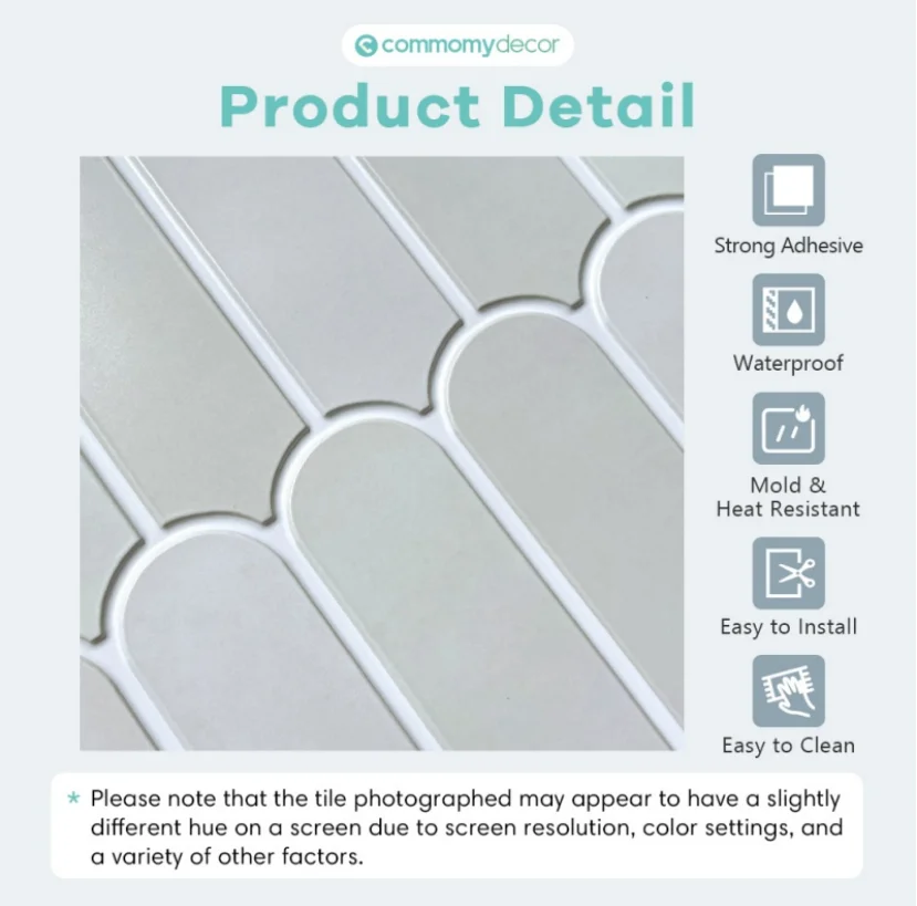 10pcs Decorative 3D Peel and Stick Wall Panel 3D Tile Sticker Self-Adhesive Kitchen Tile Backsplash Bathroom Wall Sticker