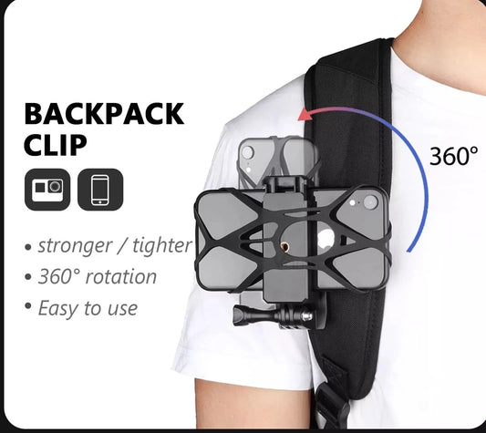 for iPhone 13 Xiaomi 360 Degree Rotary Backpack Clip Mount for Samsung Huawei for GoPro 11 10 9 8 7 Yi 4K DJI Insta360