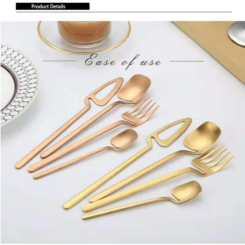 4pcs Rainbow Dining Spoon Fork Table Set Home Kitchen Table Decor Cutlery Sets Ice Cream Desserts Soup Coffee Use Kitchen Tools