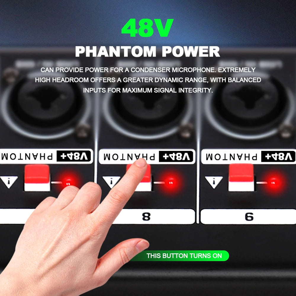 Professional 12 Channel Audio Mixer Console with USB Bluetooth and 256 DSP Effects