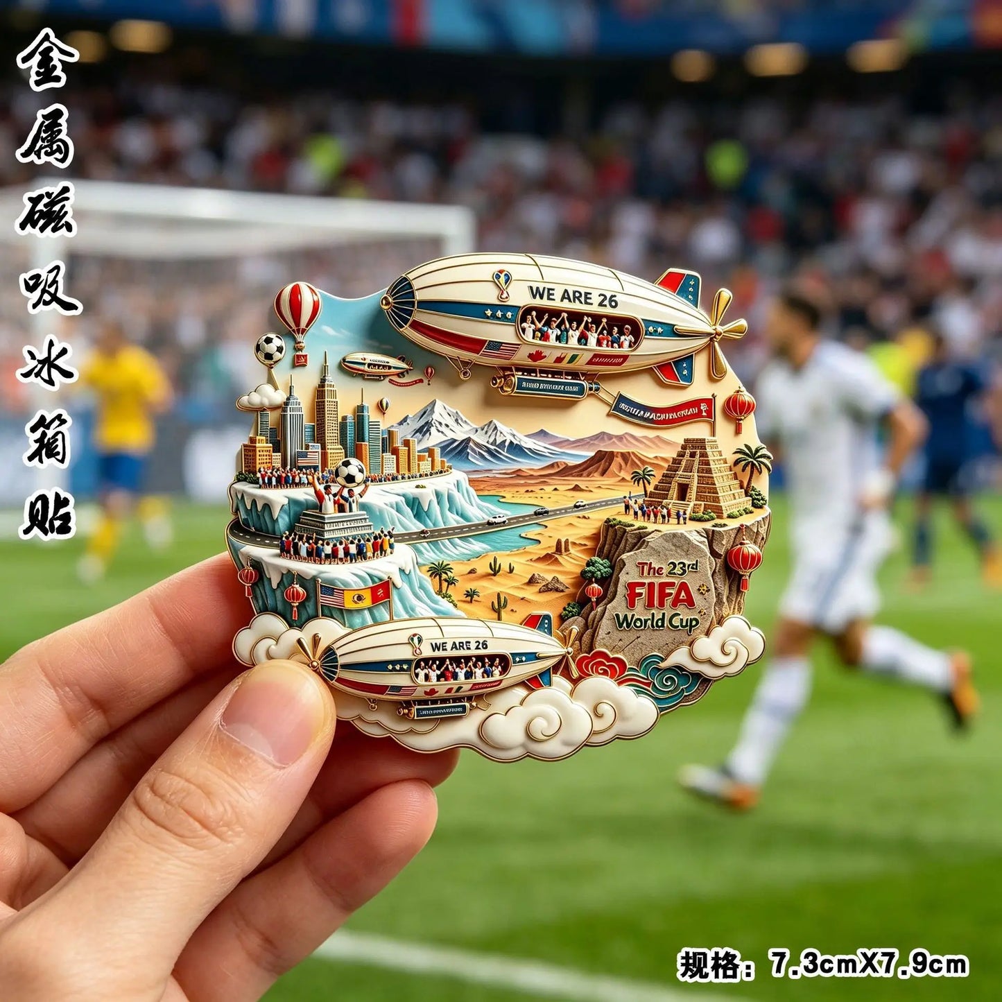 2026 Football Metal Fridge Magnet Soccer Fan Souvenir Home Decor