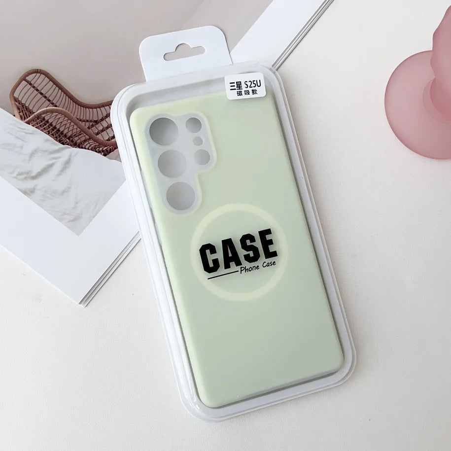 MagSafe Jelly Silicone Case with Magnetic Lens Protection for Samsung Galaxy S26 / S25 / S24 / S23 Ultra / Plus / FE – Solid Color Shockproof Cover