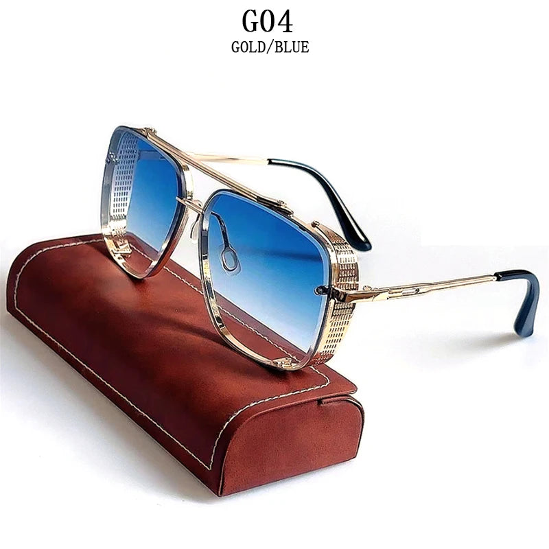 Vintage Steampunk Square Sunglasses With UV400 Protection